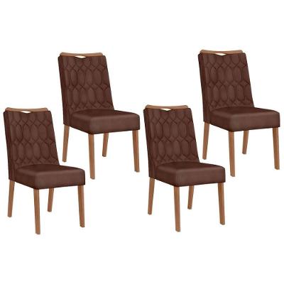 Kit 4 Cadeiras Sala Jantar Bia 4 Un Cedro Suede Moca