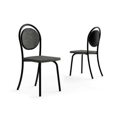 Kit 2 Cadeiras Sala Jantar 1738 Aço 2 Uni Preto Linho Grafite Courano Preto Carraro