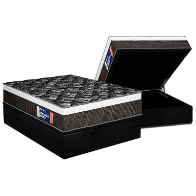 Cama Box Baú Casal: Colchão Espuma D45 Plumatex D33 Selectus + Base Crc Suede Black (138x188)
