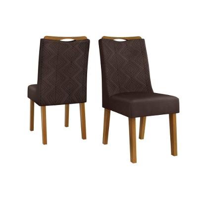 Kit 2 Cadeiras Sala Jantar Stela 2 Un Ipê Suede Moca Marrom