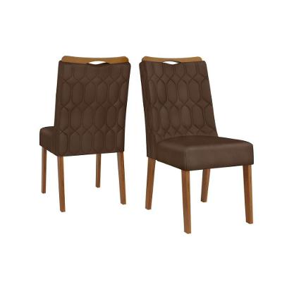 Kit 2 Cadeiras Sala Jantar Bia Freijó Suede Moca Marrom