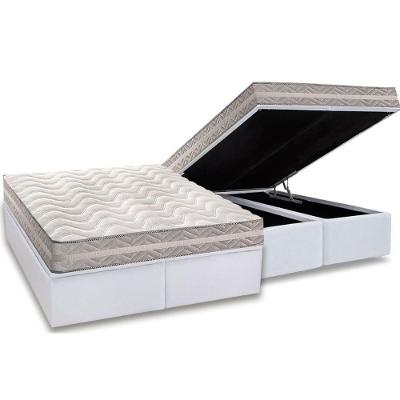 Conjunto Box Baú Queen: Colchão Molas Paropas D28 - Master Ag80 Prata Double Face 17 + Base Crc Courano White (158x198)