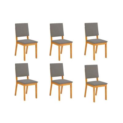 Kit 6 Cadeiras Sala Jantar Talia 6 Un Cedro Suede Lunar