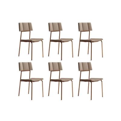 Kit 6 Cadeiras Sala Jantar Lou 1742 6 Uni Rose Linho Areia Carraro