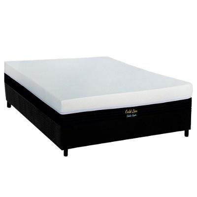 Cama Box Casal: Colchão Molas Masterpocket Ensacadas Luckspuma Gold Line Elastic Zipper + Base Crc Suede Black (138x188)