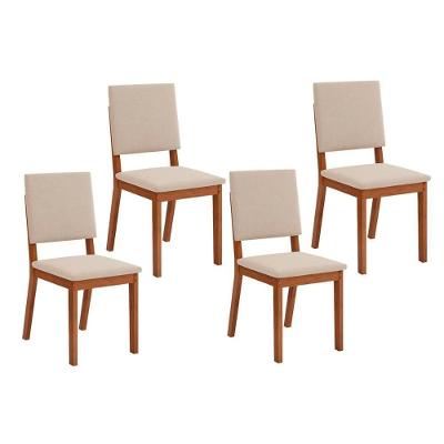 Kit 4 Cadeiras Sala Jantar Talia 4 Un Freijo Suede Creme