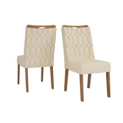 Kit 2 Cadeiras Sala Jantar Bia Freijo Linho Neve Bege