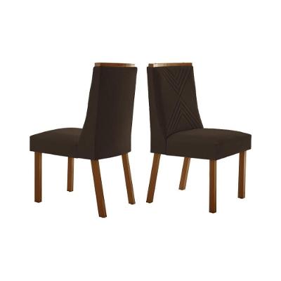 Kit 2 Cadeiras Sala Jantar Montreal 2 Un Imbuia Suede Marrom Rufato