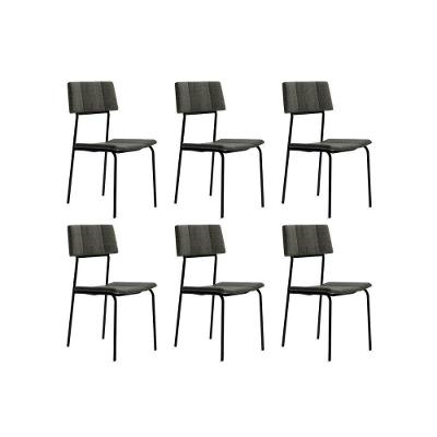 Kit 6 Cadeiras Sala Jantar Lou 1742 6 Uni Preto Linho Grafite Carraro