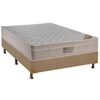 Cama Box Casal: Colchão Molas Superpocket Ensacadas Ortobom Fort Airtech + Base Crc Suede Clean (138x188)