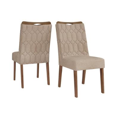Kit 2 Cadeiras Sala Jantar Bia Cedro Suede Kraft Bege