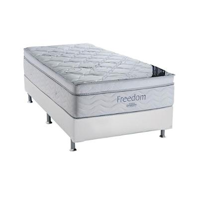 Cama Box Solteiro: Colchão Molas Superpocket Ensacadas Ortobom Freedom Visco + Base Crc Courano White (88x188)
