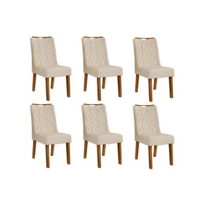Kit 6 Cadeiras Sala Jantar Stela 6 Un Ipe Linho Neve
