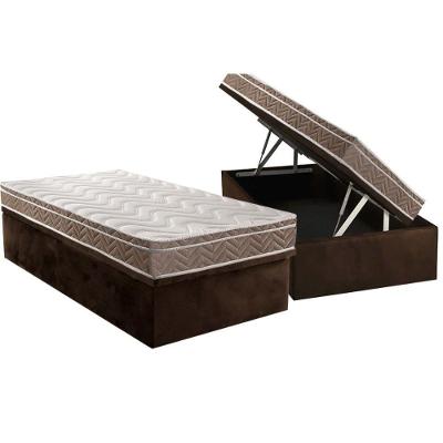 Cama Box Baú Solteiro: Colchão Espuma D33 Paropas Confort Ultra Firme + Base Crc Suede Brown (88x188)