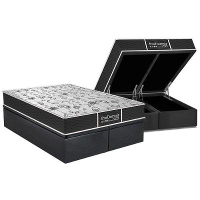 Cama Box Baú King: Colchão Molas Masterpocket Ensacadas Probel Prolastic Prodormir Sleep + Base Crc Suede Gray (193x203)