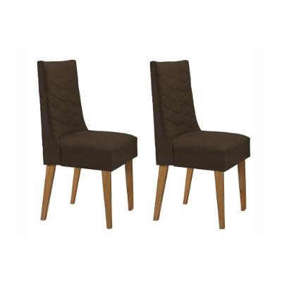 Kit 2 Cadeiras Sala Jantar Dafne 2 Un Imbuia Suede Marrom Rufato