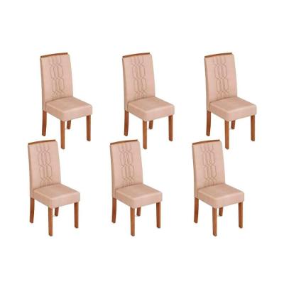 Kit 6 Cadeiras Sala Jantar Zoe 6 Un Freijo Suede Creme