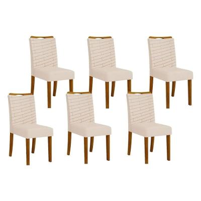 Kit 6 Cadeiras Sala Jantar Julia 6 Un Cedro Linho Neve