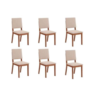 Kit 6 Cadeiras Sala Jantar Talia 6 Un Freijo Suede Creme