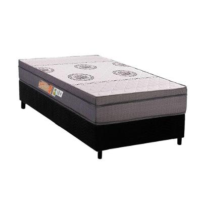 Conjunto Box Solteiro: Colchão Espuma Polar D28 Orthopremium Grey + Base Crc Suede Black (88x188)