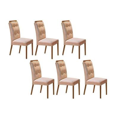 Kit 4 Cadeiras Sala Jantar Imperatriz 6 Un Capuccino Linho Bege Turim Rufato