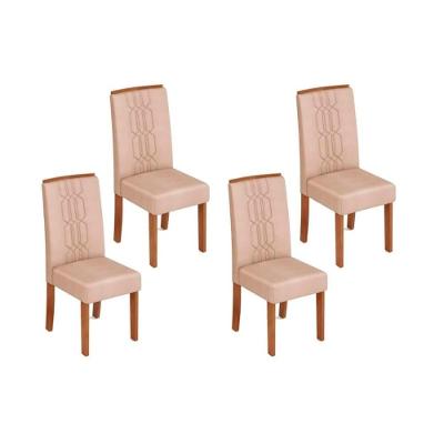 Kit 4 Cadeiras Sala Jantar Zoe 4 Un Freijo Suede Creme