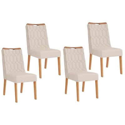 Kit 4 Cadeiras Sala Jantar Bia 4 Un Cedro Linho Neve
