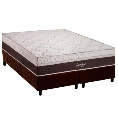 Cama Box Queen: Colchão Molas Ensacadas Polar Sporting + Base Crc Suede Brown (158x198)