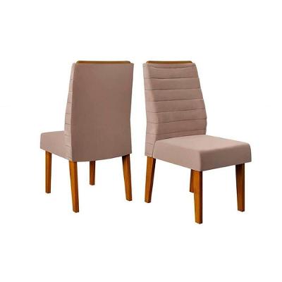 Kit 2 Cadeiras Sala Jantar Ondina 2 Un Freijó Suede Kraft Bege