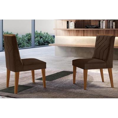 Kit 2 Cadeiras Sala Jantar Nevada 2 Un Imbuia Suede Marrom Rufato