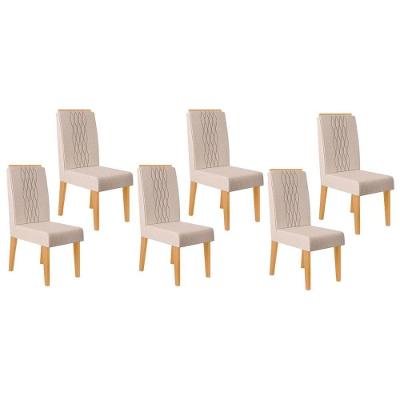 Kit 6 Cadeiras Sala Jantar Lia 6 Un Cedro Linho Neve