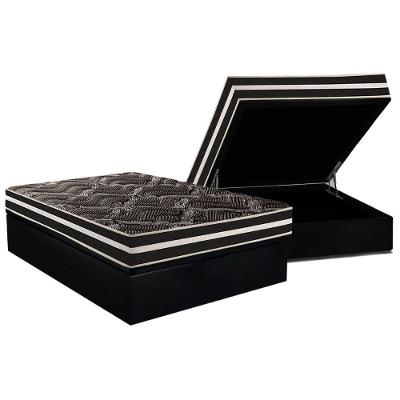 Conjunto Box Baú Casal: Colchão Molas Paropas D28 - Master Ag80 Black Double Face 17 + Base Crc Suede Black (138x188)