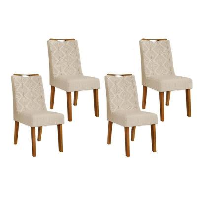 Kit 4 Cadeiras Sala Jantar Stela 4 Un Ipe Linho Neve