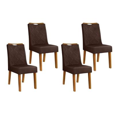 Kit 4 Cadeiras Sala Jantar Stela 4 Un Ipe Suede Moca