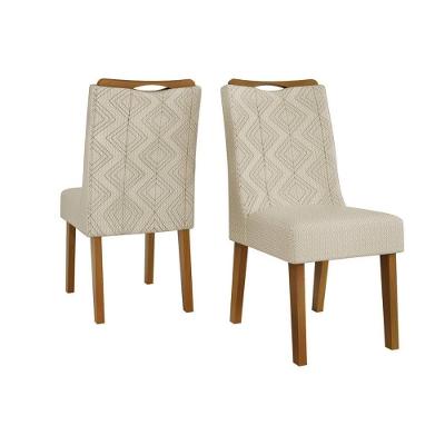 Kit 2 Cadeiras Sala Jantar Stela 2 Un Ipe Linho Neve Bege