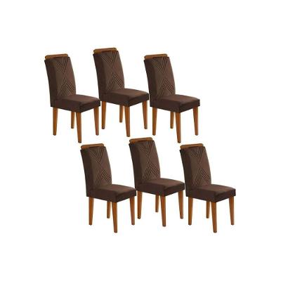 Kit 2 Cadeiras Sala Jantar Amsterdã 6 Un Capuccino Suede Marrom Rufato