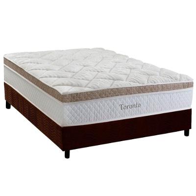 Cama Box Casal: Colchão Molas Ensacadas Herval Toronto + Base Crc Suede Brown (138x188)