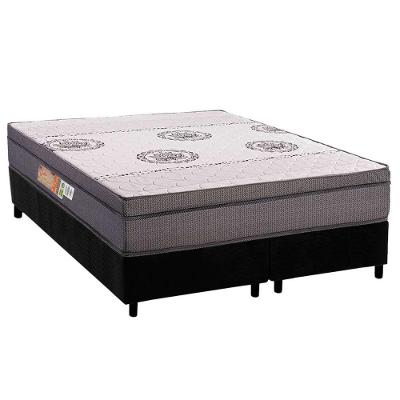 Conjunto Box Queen: Colchão Espuma Polar D28 Orthopremium Grey + Base Crc Suede Black (158x198)