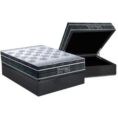 Cama Box Baú Casal: Colchão Molas Masterpocket Ensacadas Probel Prodormir Springs Black + Base Crc Suede Gray (138x188)