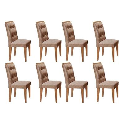 Kit 8 Cadeiras Sala Jantar Imperatriz 8 Un Casal Suede Capuccino Rufato