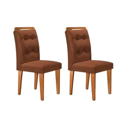 Kit 2 Cadeiras Sala Jantar Imperatriz 2 Un Madeira Capuccino Suede Marrom Rufato