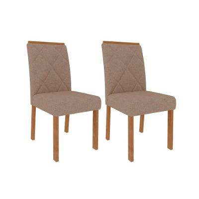 Kit 2 Cadeiras Sala Jantar Fernanda Wood 2 Un Madeirado Linho Bege Cimol