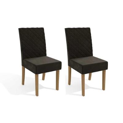 Kit 2 Cadeiras Sala Jantar 2cad133 2 Un Canela Suede Grafite