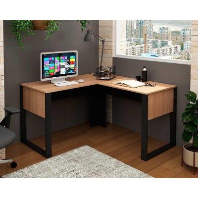 Mesa Multiuso Escritório Canto Me4181 Amêndoa Preto Tecno Mobili