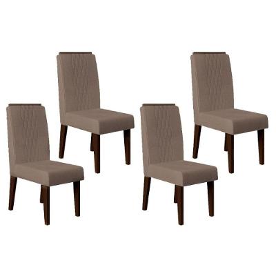 Kit 4 Cadeiras Sala Jantar Lia 4 Un Freijó Suede Kraft