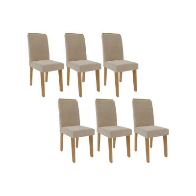 Kit 6 Cadeiras Sala Jantar Taís 6 Un Savana Nature Suede Nude Bege Cimol