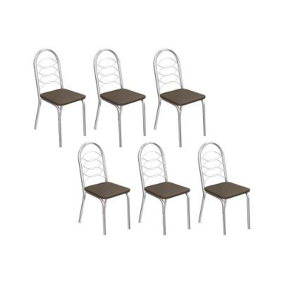 Kit 6 Cadeiras Sala Jantar Holanda C009 6 Un Cromado Marrom 21