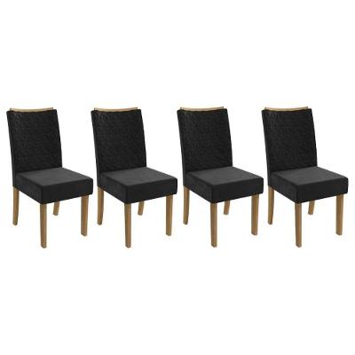 Kit 4 Cadeiras Sala Jantar 2cad129fr 4 Un Freijo Suede Preto A038
