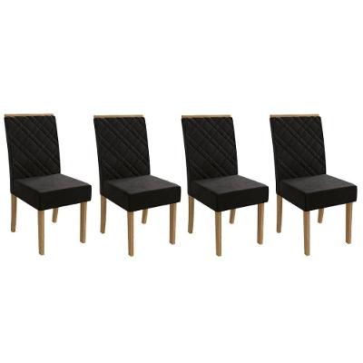 Kit 4 Cadeiras Sala Jantar 2cad149fr 4 Un Freijo Suede Preto A038