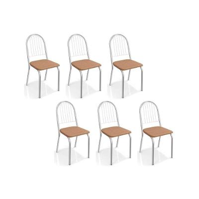 Kit 6 Cadeiras Sala Jantar Noruega C077 6 Un Cromada Capuccino